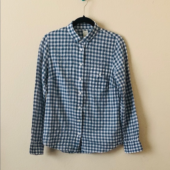 J Crew Gingham Perfect Fit Shirt Size 6 - Picture 1 of 3